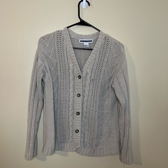 Jennifer Moore Sweaters - Jennifer Moore Light Beige Cable Knit Cardigan